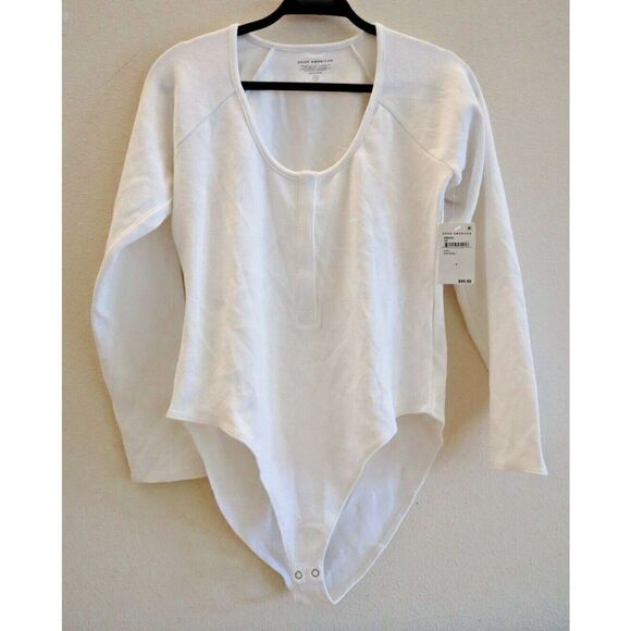 Good American GB0225 Women's Sz 4 (XL) White The Feel Good Henley Bodysuit - Picture 1 of 6